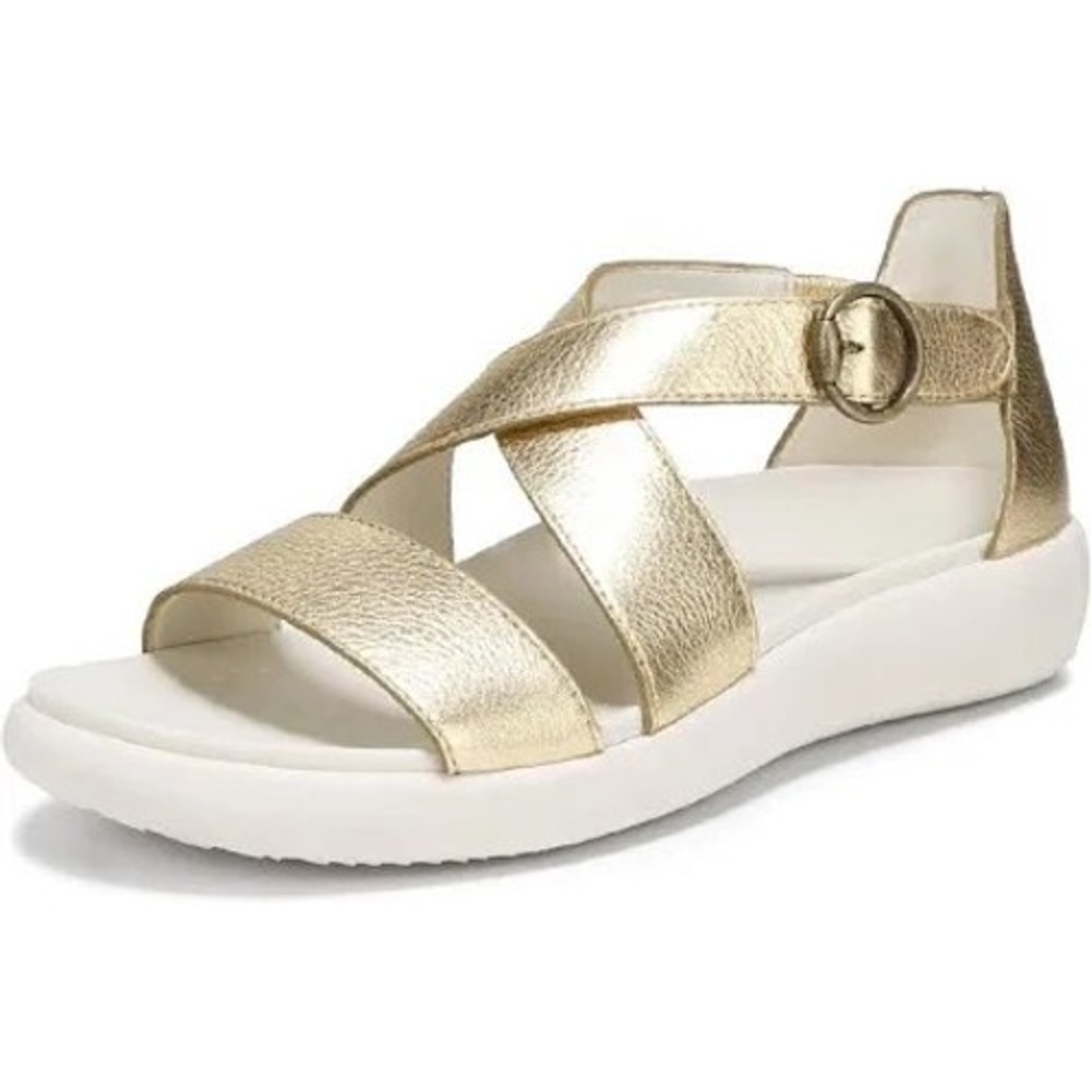 Vionic Harmony RX Gold Metallic Leather Recovery Sandals Womens 9.5 Orthotic